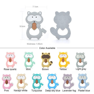 Baby Teethers Cartoon Animal Baby Teething Toy Penguin Silicone Teether Unicorn Pendant Raccoon Accessories