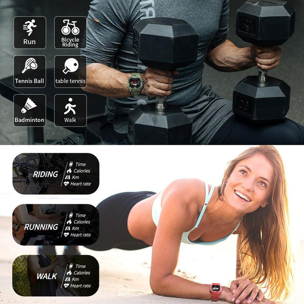 Military Ocean Army Smart Watch For Menand Woman For  Fitness and Sport With Tracker Blood Pressure Message Push Heart Rate Monitor and Clock Smartwatc For Android
