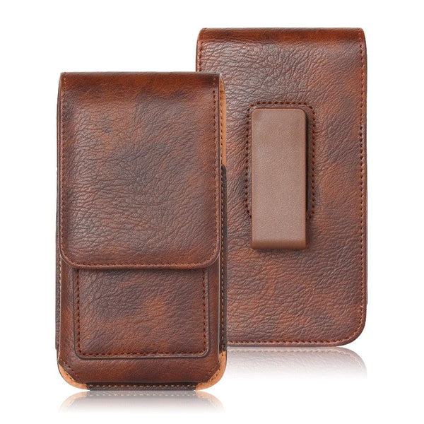 Universal Leather Case for iPhone Mens PU Leather Vertical Case with Belt Clip for iPhone Waist Pack Belt Clip Bag for 3.5-6.3