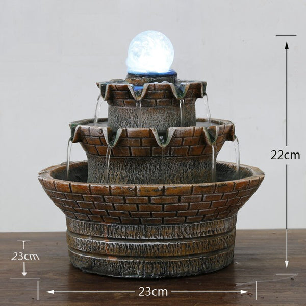 Landscape Zen Waterfall Indoor Fountain With LED Crystal Ball