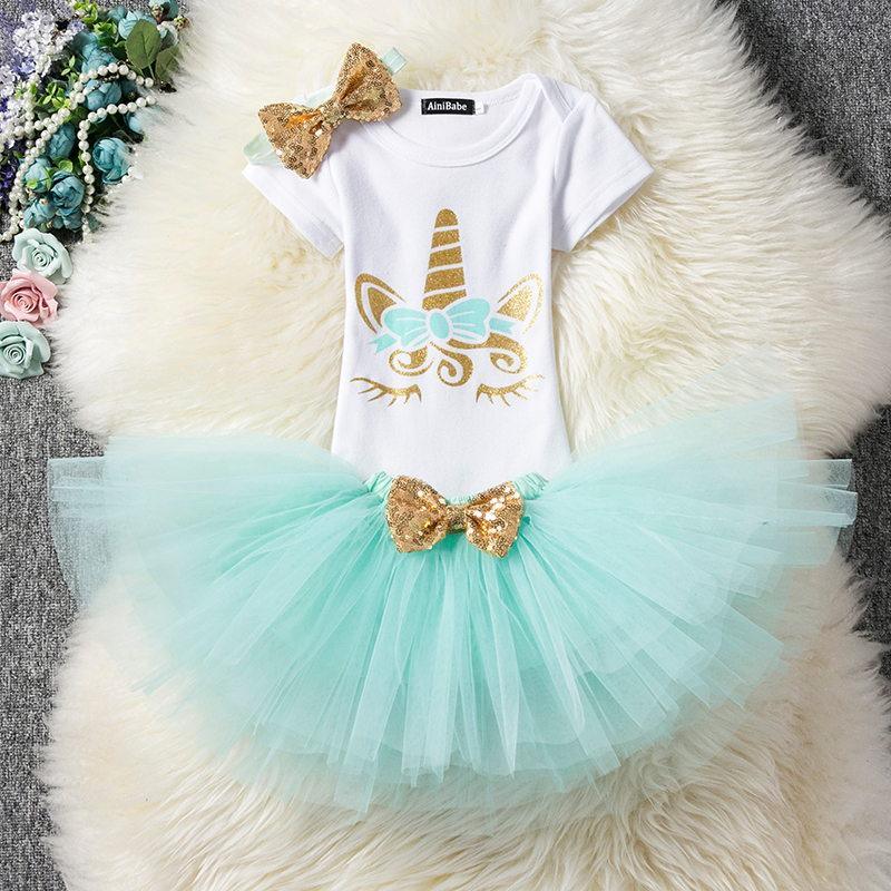 Modern Unicorn Baby Kids 1st year Girls Dress For Birthday Party Outfits Infant Princess Girls Clothes 12 Months Kids