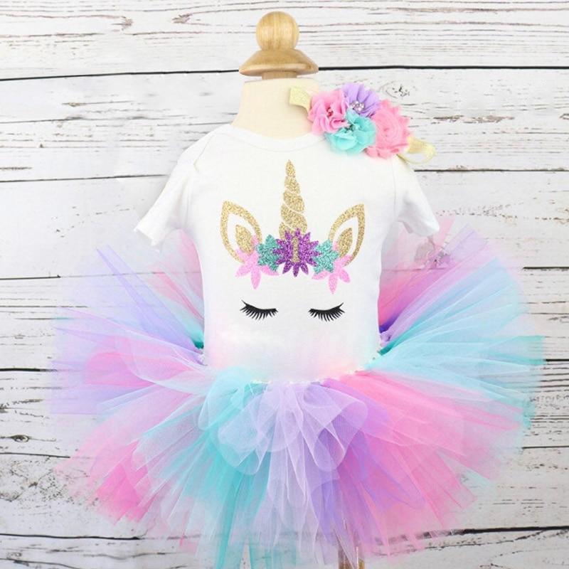 Modern Unicorn Baby Kids 1st year Girls Dress For Birthday Party Outfits Infant Princess Girls Clothes 12 Months Kids