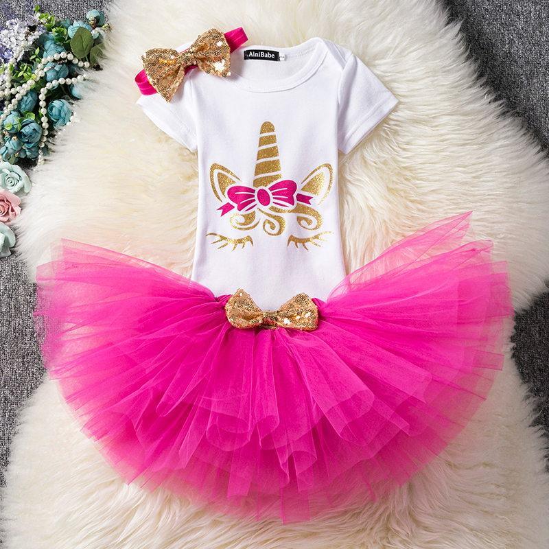 Modern Unicorn Baby Kids 1st year Girls Dress For Birthday Party Outfits Infant Princess Girls Clothes 12 Months Kids