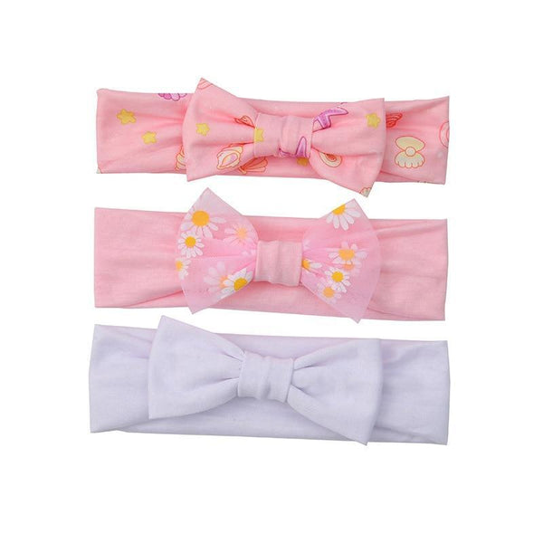 Summer Cute Floral Bows Baby Girl Headbands Elastic Bowknot Newborn Hair Band Turban Set Hair Accessories Bow Set For Kids