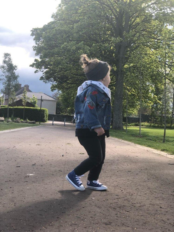 Modern Luxury Baby Girls Outerwear Jeans Coat Ripped Embroidery Jackets For Girls With Roses