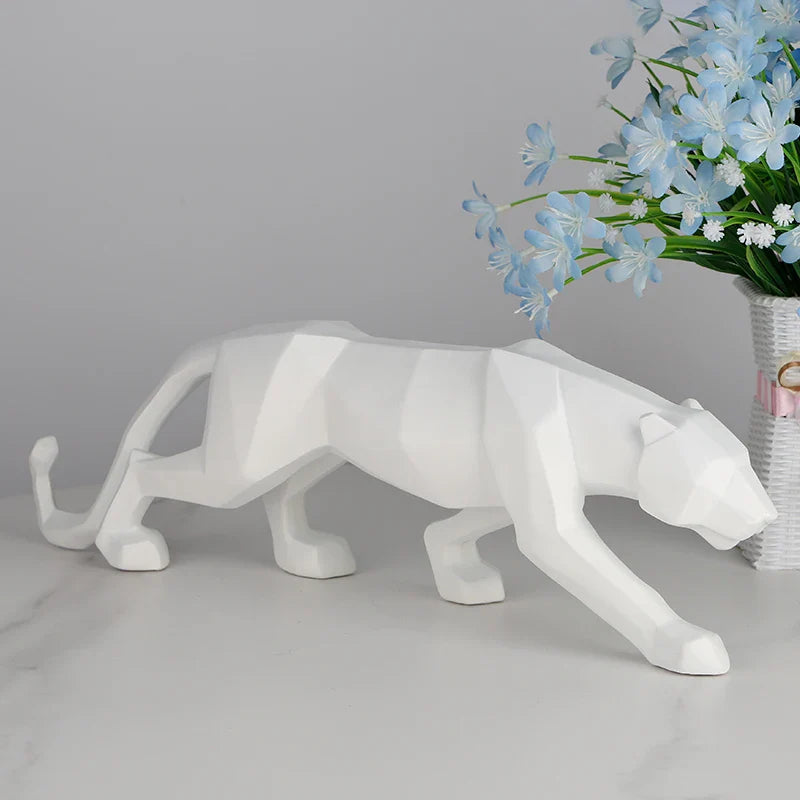 Black panther animal statue Resin abstract Geometric Style Decor Crafts Modern home livingroom office desktop Sculpture Ornament