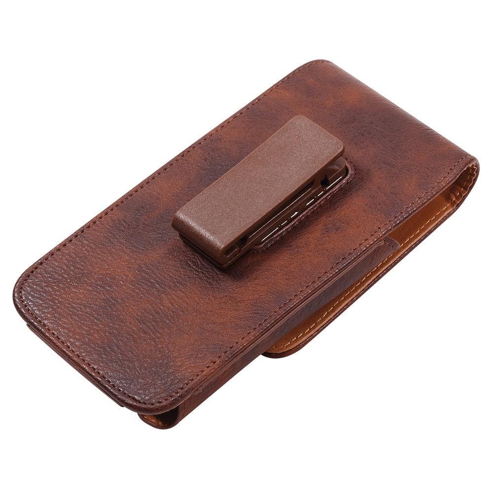 Universal Leather Case for iPhone Mens PU Leather Vertical Case with Belt Clip for iPhone Waist Pack Belt Clip Bag for 3.5-6.3
