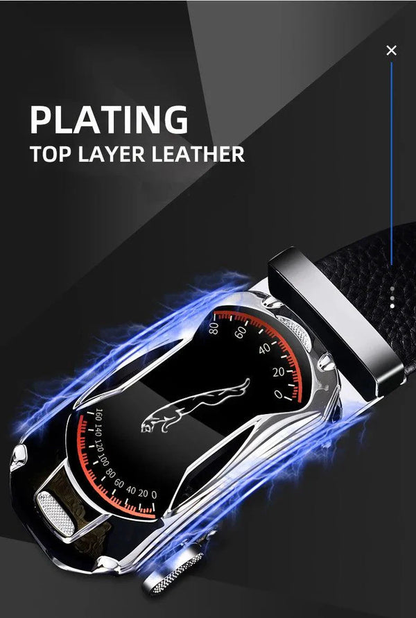 Belts for 3.5cm Width Sports Car Brand Fashion Automatic Buckle Black Genuine Leather Men's Jeans High Quality Waist Male Strap