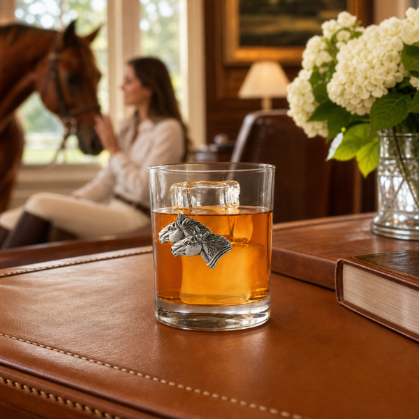 Running Horse Double Old Fashion Bar Glass