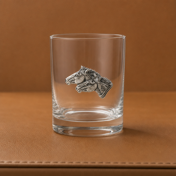 Running Horse Double Old Fashion Bar Glass
