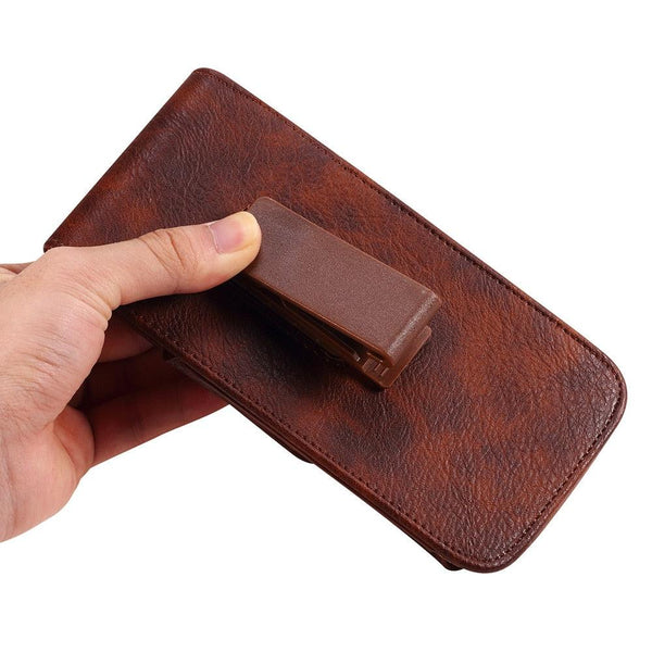 Universal Leather Case for iPhone Mens PU Leather Vertical Case with Belt Clip for iPhone Waist Pack Belt Clip Bag for 3.5-6.3