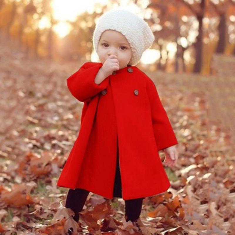 Modern Trend New Baby Girl  Woolen Long Coat for Girls Windproof Made For Autumn and Winter Season