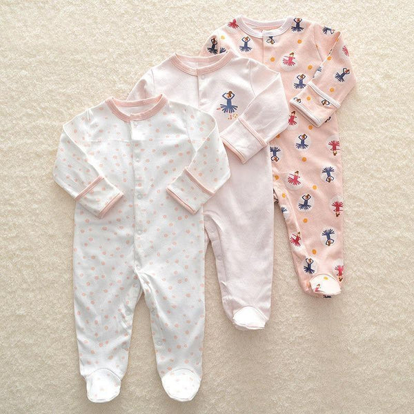 3pcs Set Baby Romper Newborn Sleep suit Flower Baby Rompers Infant Baby Clothes Long Sleeve Newborn Jumpsuits Pajamas for Kids