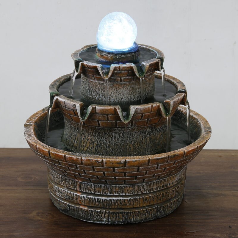 Landscape Zen Waterfall Indoor Fountain With LED Crystal Ball