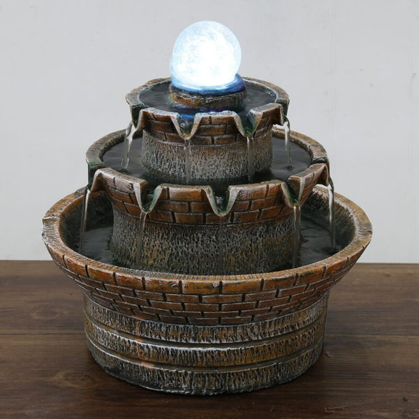 Landscape Zen Waterfall Indoor Fountain With LED Crystal Ball