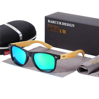Bamboo Shades Dark Sunglasses Square Night Glasses Polarized Wood Handmade Eyewear For Women and Men With UV400 Protection
