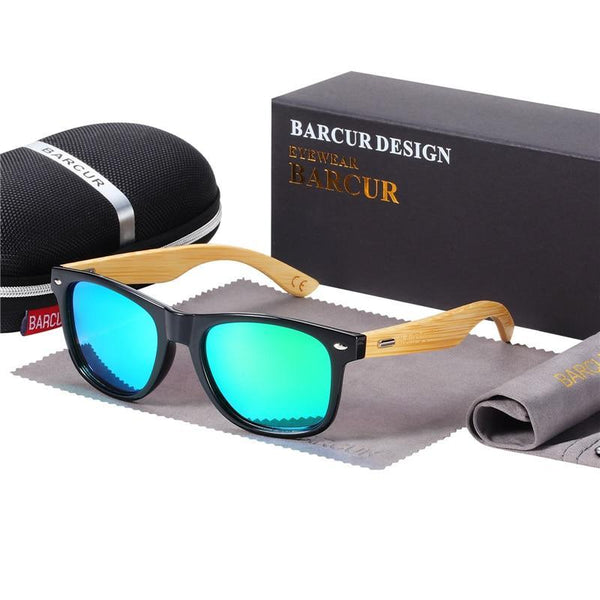 Bamboo Shades Dark Sunglasses Square Night Glasses Polarized Wood Handmade Eyewear For Women and Men With UV400 Protection