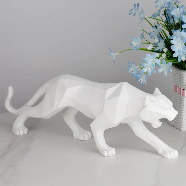 Black panther animal statue Resin abstract Geometric Style Decor Crafts Modern home livingroom office desktop Sculpture Ornament