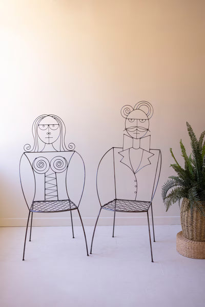 SET OF TWO IRON MAN AND WOMAN CHAIRS