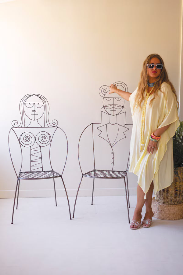 SET OF TWO IRON MAN AND WOMAN CHAIRS