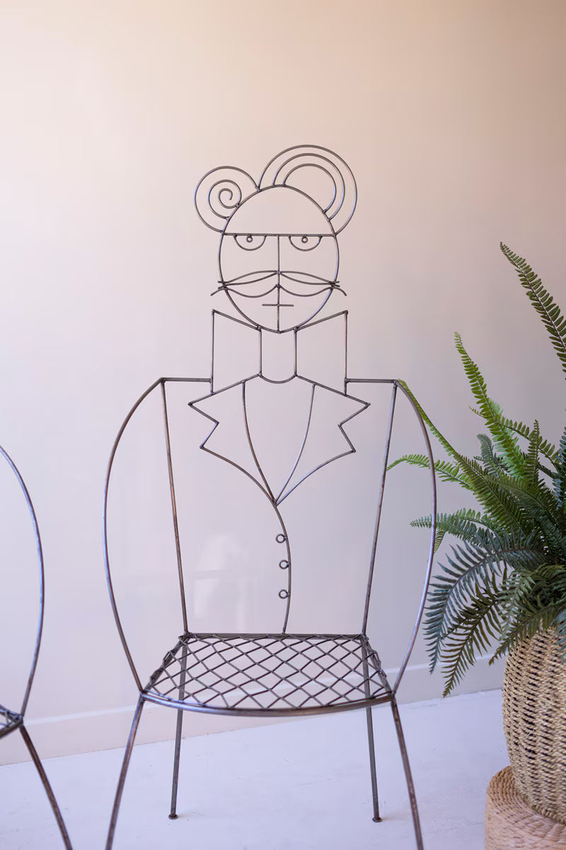 SET OF TWO IRON MAN AND WOMAN CHAIRS