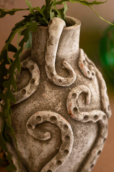 PAINTED CLAY OCTOPUS VASE