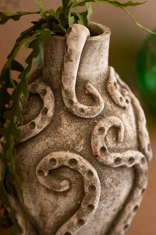 PAINTED CLAY OCTOPUS VASE