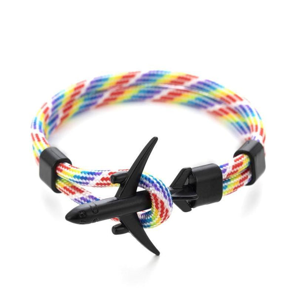 Elegant Modern Fashion Black Anchor Luxury Bracelets For Men And Women Charm Rope Chain Couple Bracelet Metal Airplane Leather Hooks Homme Jewelry