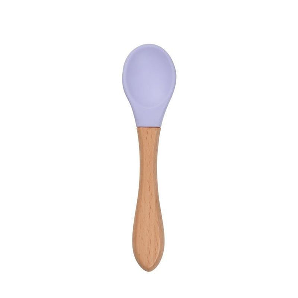 2PCS  Bamboo Training Spoons Organic Soft Baby Feeding Silicone Tip Spoon Scoop Easy Grip Handle Toddlers Infant Gifts For Parents And Baby Boys Or Girls