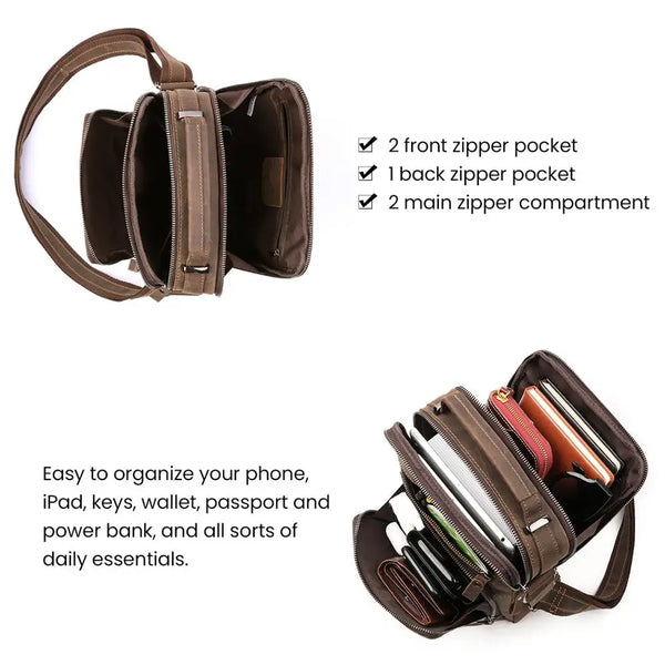 JOYIR New Genuine Leather Men Vintage Handbags Small Flap Men's Shoulder Bag Casual Office Messenger Bags Fashion Crossbody Bag