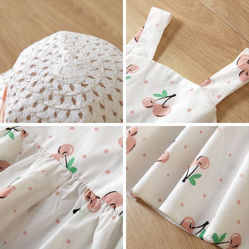 Baby Girls Dress with Sleeveless Print Floral for Birthday Party Princess Dress With Hat In Elefant Modern Style