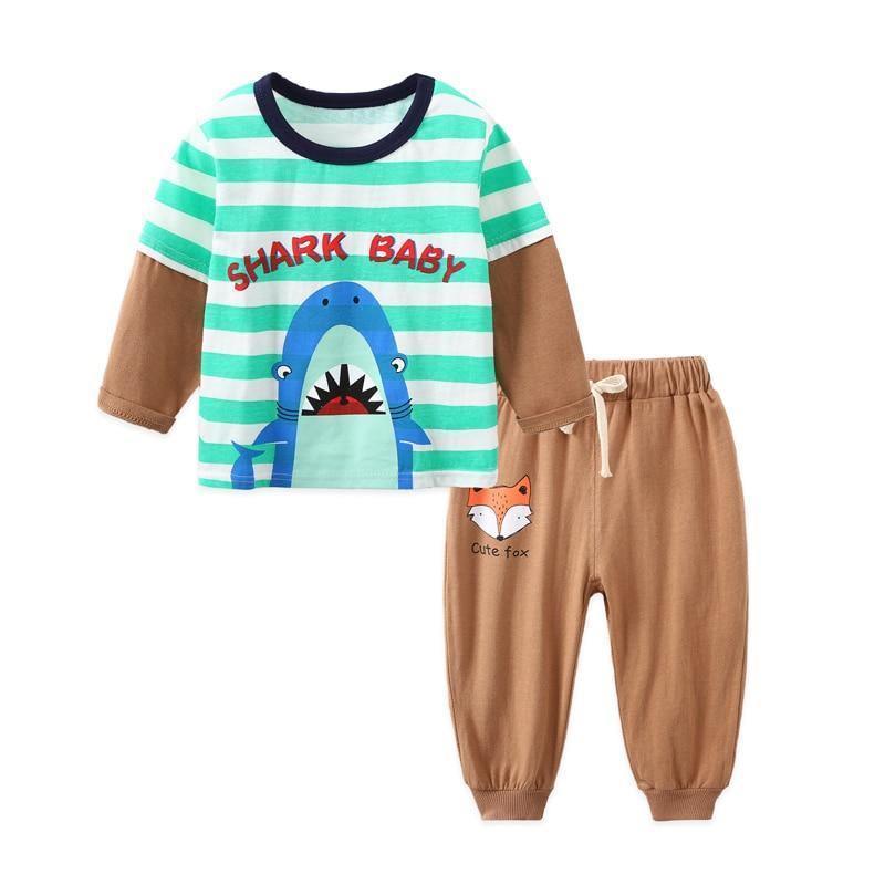 Baby Boy Clothes Cotton Clothing Sets Cartoon Long-sleeved T-shirt Pants Infant Clothes 2pcs Ste For Boys and Girls Kids