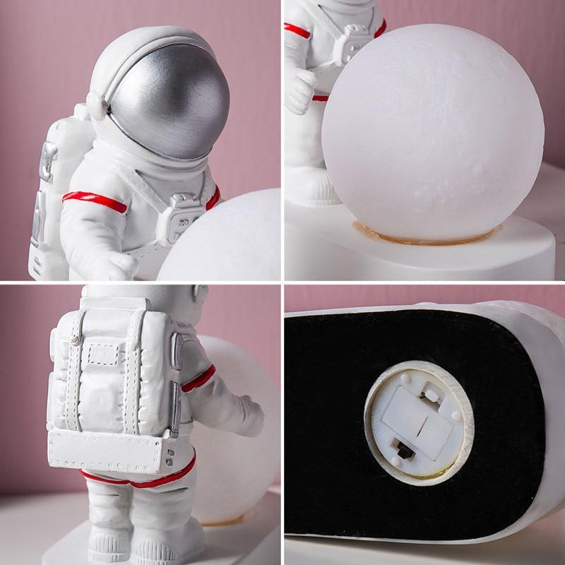 STEVVEX Astronaut Spaceman Moon Night Light Bedroom Bedside Desktop Creative Decoration Table Lamp Gift Light For Children Baby Kids