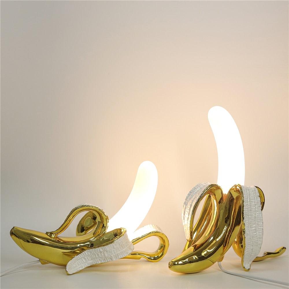 Banana Table Lamp Art Deco Brass Chrome Accent Light