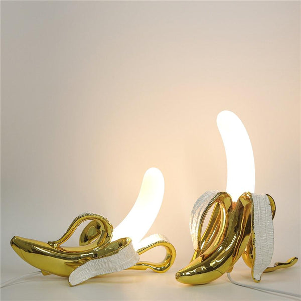 Banana Table Lamp Art Deco Brass Chrome Accent Light