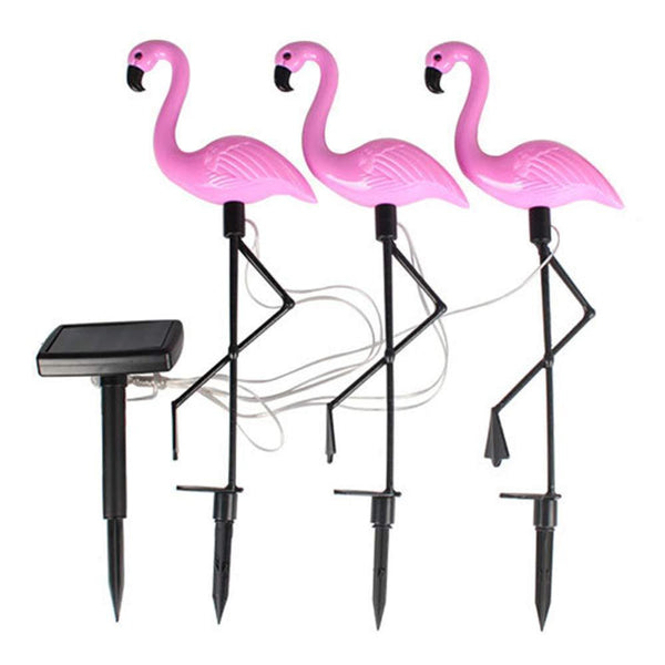 Flamingo LED Solar Modern Lamp For Garden And Yard With Base Station 3 Piece Set Decorative Lighting For Pathway Driveway Landscape