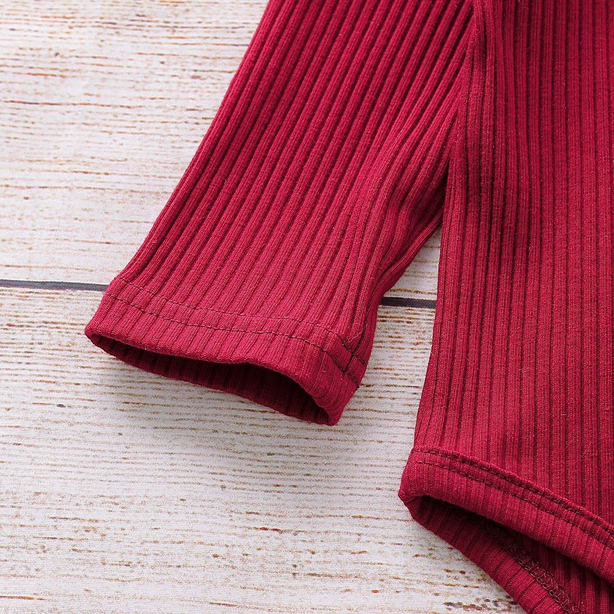 Newborn Baby Girl Clothes Knitting Cotton Long Sleeve  Tops Flower Print Long Pants Headband