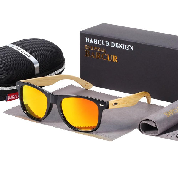 Bamboo Shades Dark Sunglasses Square Night Glasses Polarized Wood Handmade Eyewear For Women and Men With UV400 Protection