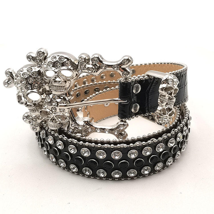 Belt Rhinestone – Luxury Western Leather Belt with Shining Rhinestones & Metal Buckle