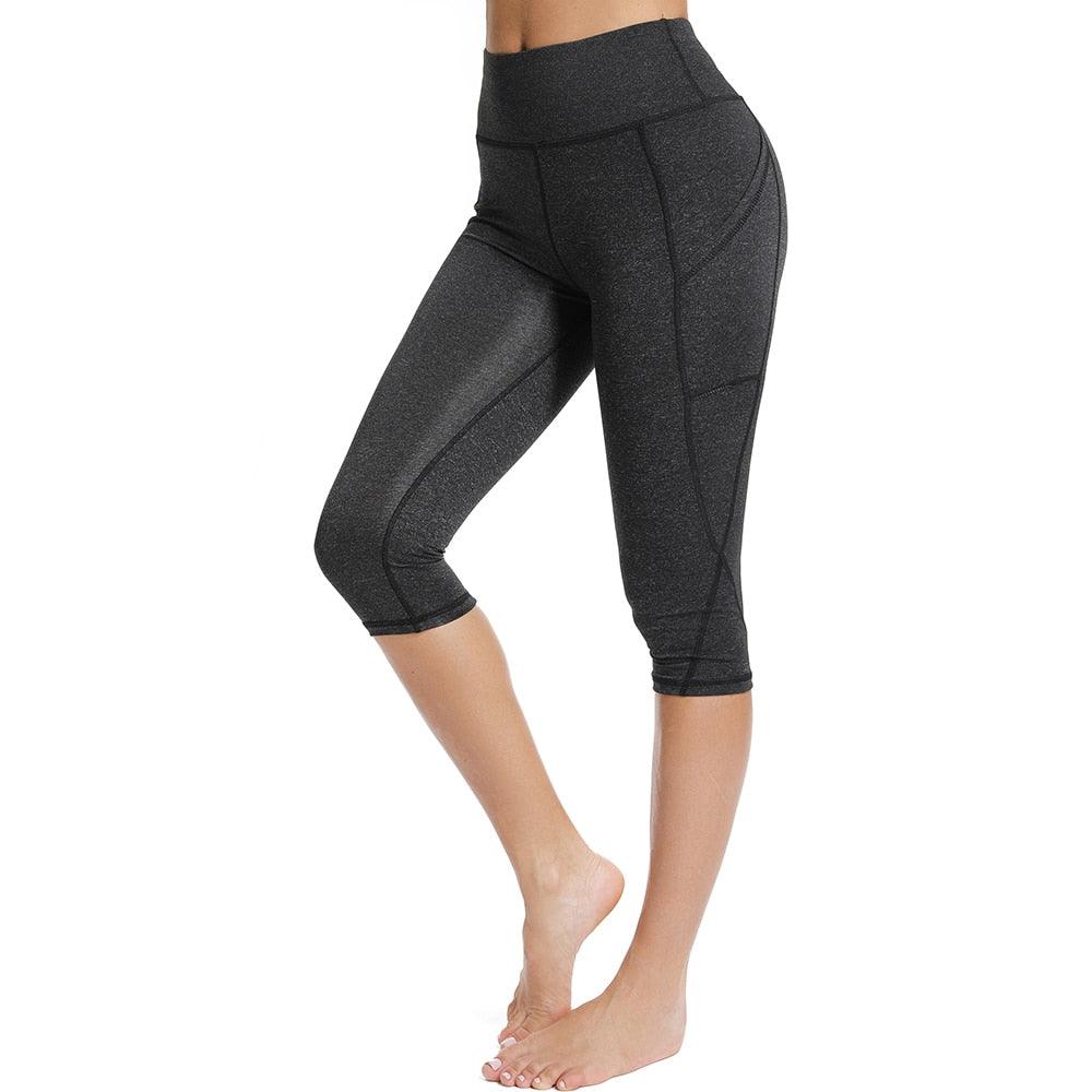Casual Women's Yoga Pants Gym Fitness Sports Cropped Leggings Pocket Slim Pants Female Solid Color Women's Seamless Scrunch Legging Workout Leggings For Women Lift Tight Gym Yoga Home Pants