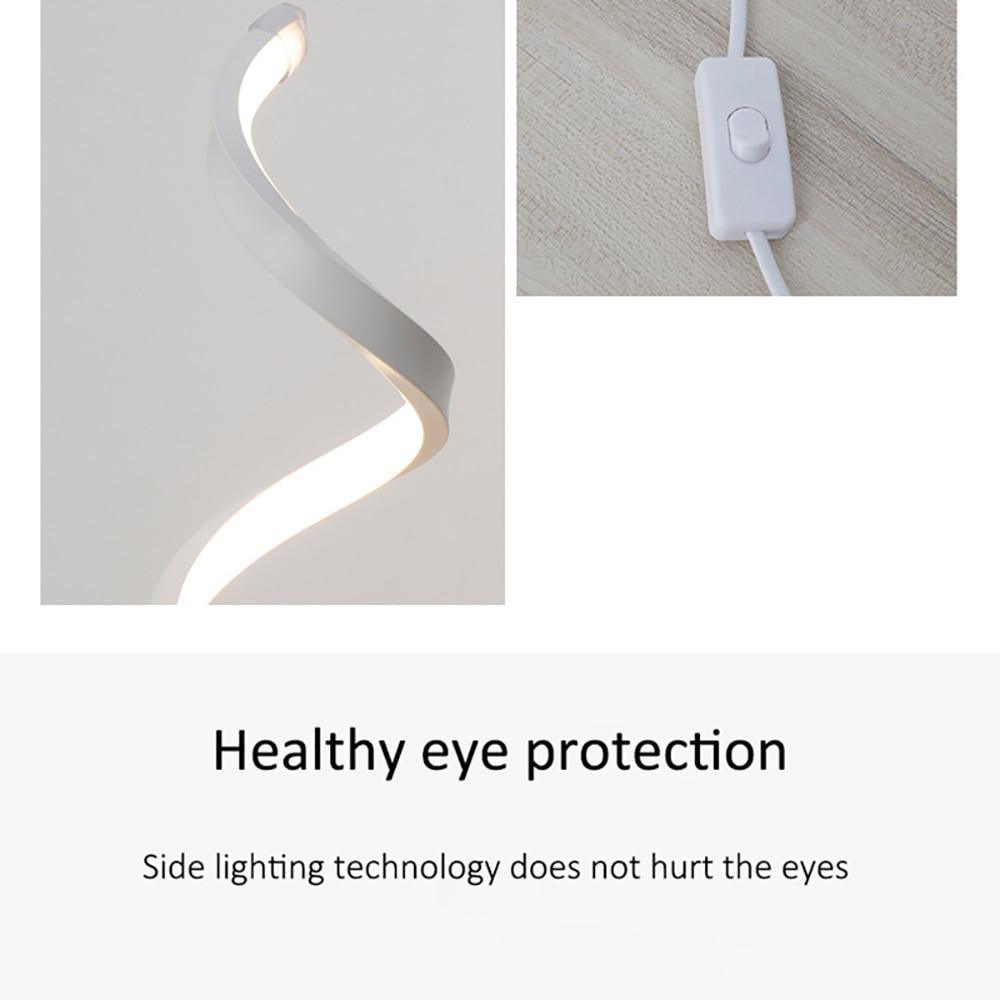 LED Spiral Table Lamp Modern Curved Desk Bedside Lamp Dim able Warm White Light For Living Room And Bedroom