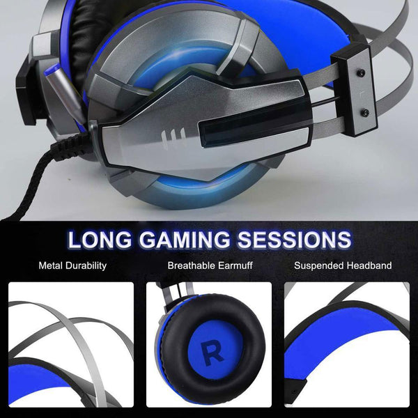 NEW Trend  Gaming Headset Gamer Ear Wired Headphones for Smartphone/PS4/PC/Xbox with Retractable Rotate Microphone and LED Light