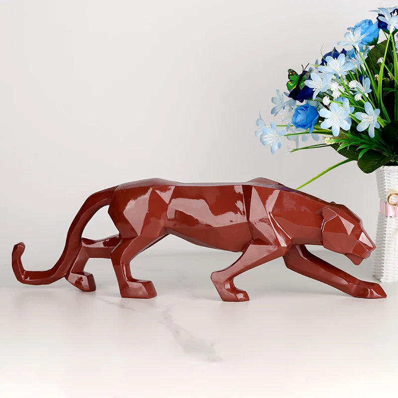 Black panther animal statue Resin abstract Geometric Style Decor Crafts Modern home livingroom office desktop Sculpture Ornament