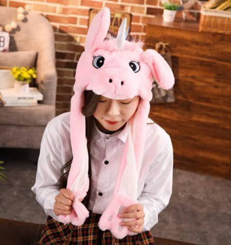Modern Elegant Winter Interesting Girls Animals Ear Moving Jumping Hats Children and Adults Women Warm Rabbit Winter Caps In Modern Design