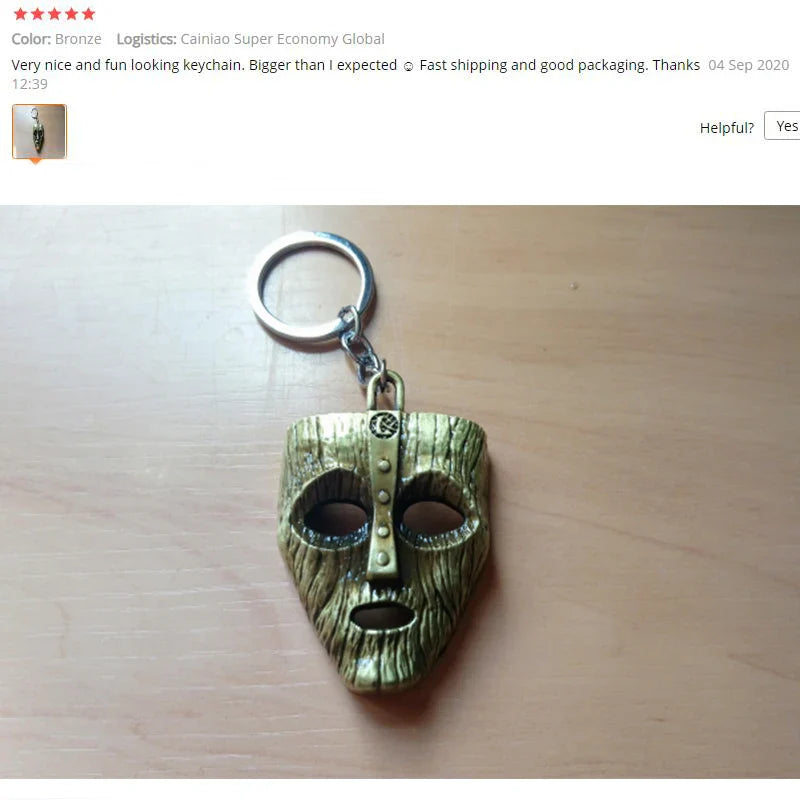 Punk Jim Carrey Movie The Mask Keychain Keyring Fancy Dress Loki Halloween key chains Pendant Funny Car Chaveiro