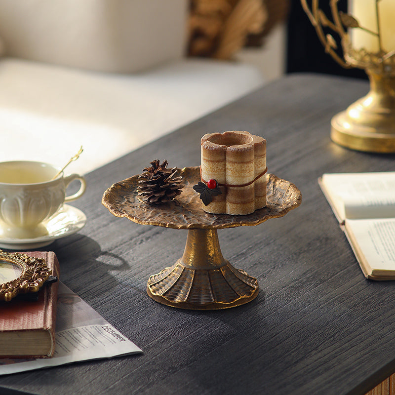 Gold Pedestal Display Tray With Stand (Set of 2) VagabondVintage