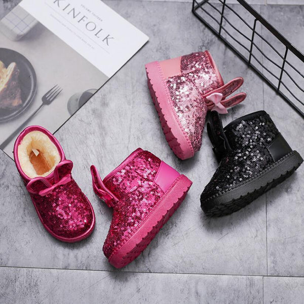 Warm Kids Snow Boots For Children New Toddler Winter Princess Cartoon Shoes Non-slip Flat Round Toe Girls Baby Lovely Boots