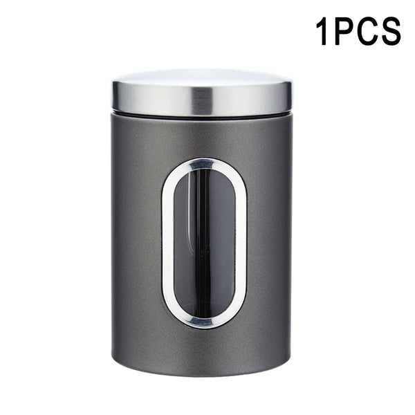 Kitchen Storage Jar with Lid, Kitchen Storage Tools, Tea, Coffee, Sugar, Canisters, Pots, Container Tins, 1 Pc, 3 Pcs