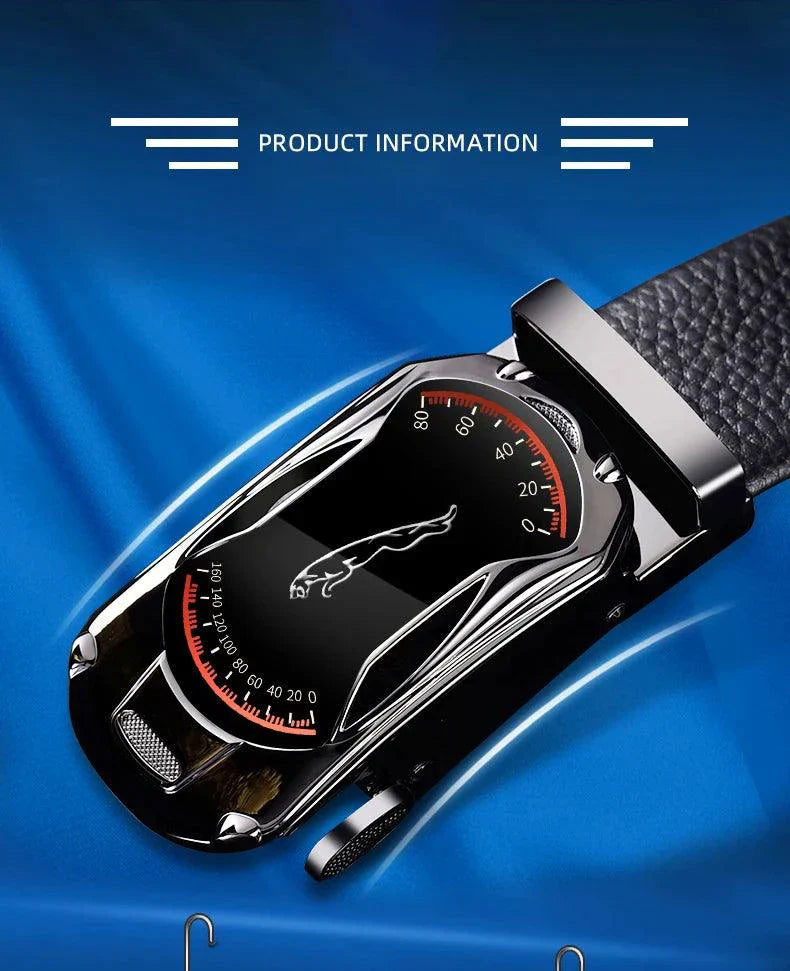 Belts for 3.5cm Width Sports Car Brand Fashion Automatic Buckle Black Genuine Leather Men's Jeans High Quality Waist Male Strap