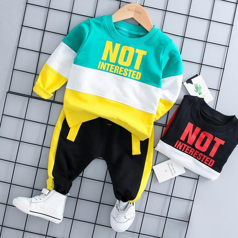 Baby Boys Costume Letter Tracksuit Tops Pants 2PCS Children Boy spring Outfits In Modern Sport Deisgn Made for Kids
